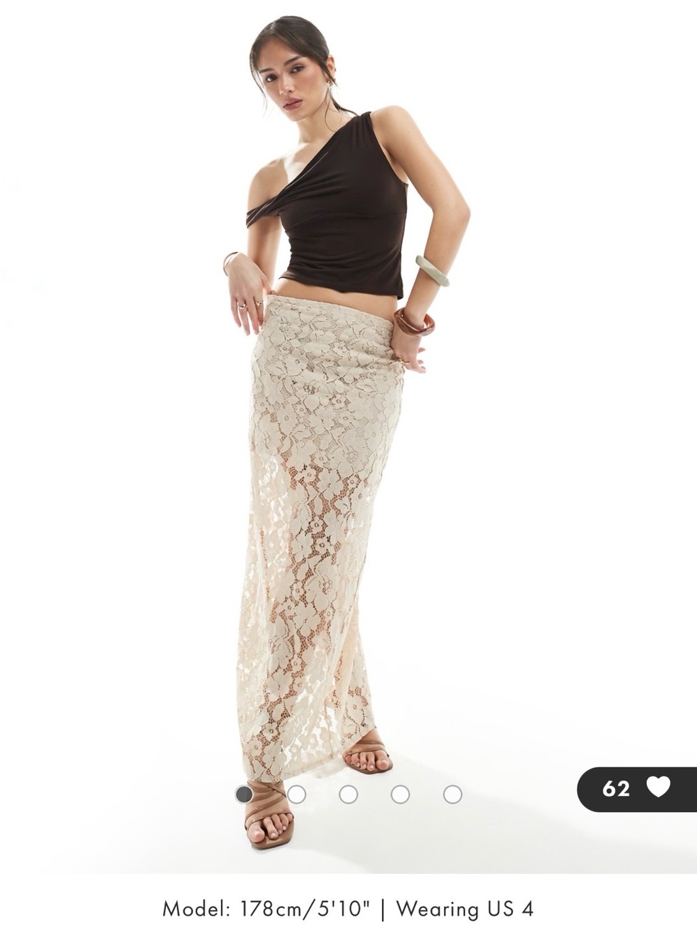 Women's Cream Lace Maxi Skirt - Sheer Floral Overlay